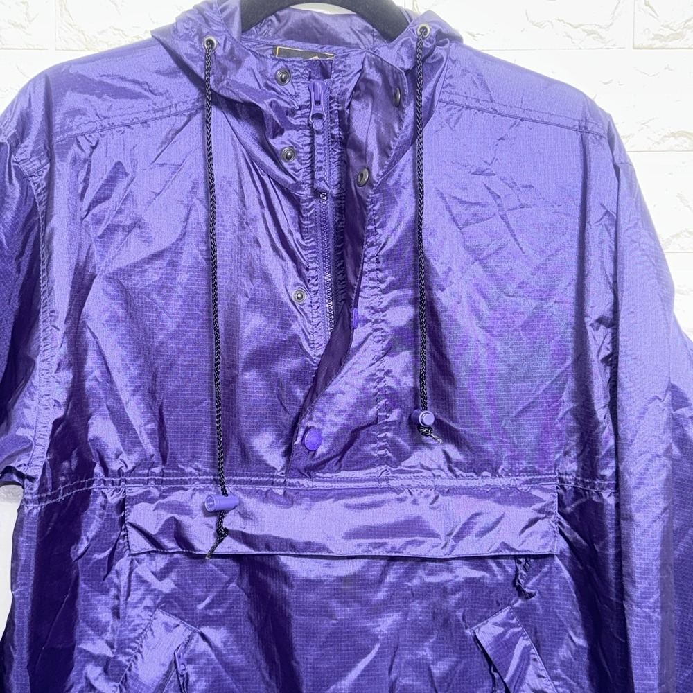 Vintage Eddie Bauer Purple Packable Sac Anorak Windbreaker Jacket Hooded XL - Picture 2 of 7